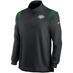 New York Jets Nike Sideline Coach Chevron Lockup Quarter-Zip Long Sleeve Top