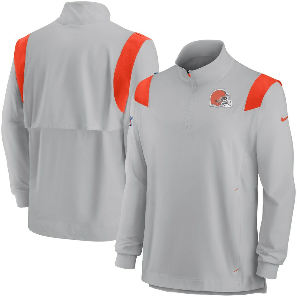 Cleveland Browns Nike Sideline Coach Chevron Lockup Quarter-Zip Long Sleeve Top