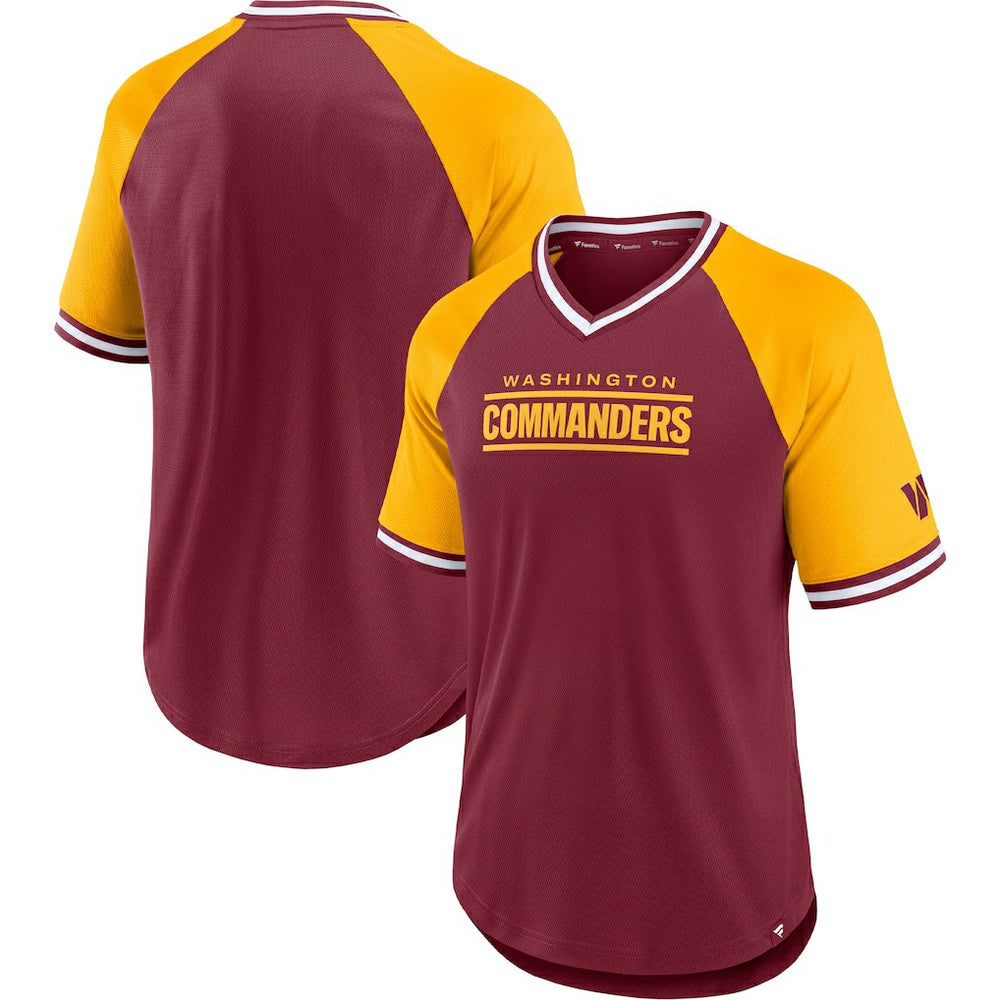 Washington Commanders Fanatics Second Wind Raglan V-Neck T-Shirt