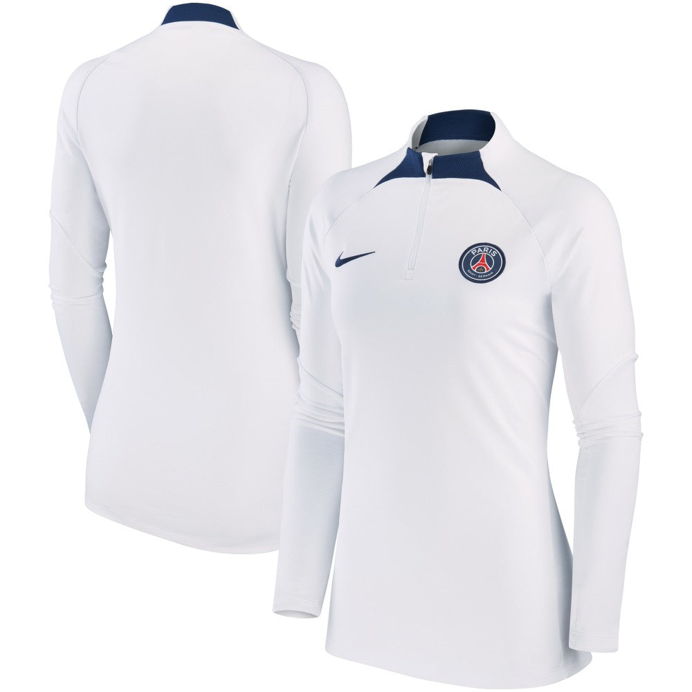 Paris Saint-Germain Women's Strike Drill Raglan Performance Quarter-Zip Top White - Nike