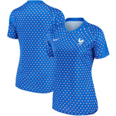 France Women's National Team Women's 2022/23 Away Pre-Match Performance Top Blue - Nike