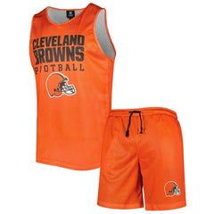 Cleveland Browns FOCO Colorblock Mesh V-Neck & Shorts Set