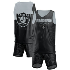 Las Vegas Raiders FOCO Colorblock Mesh V-Neck & Shorts Set