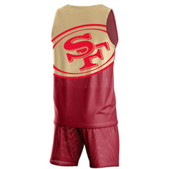 San Francisco 49ers FOCO Colorblock Mesh V-Neck & Shorts Set