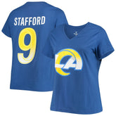 Los Angeles Rams Fanatics Matthew Stafford Women's Plus Size Player Name & Number V-Neck T-Shirt