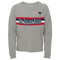 New England Patriots Juniors All Striped Up Raglan Long Sleeve T-Shirt