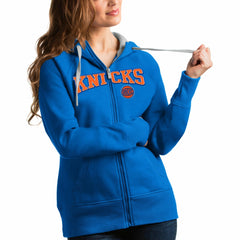 New York Knicks Antigua Women's Team Victory Full-Zip Hoodie New