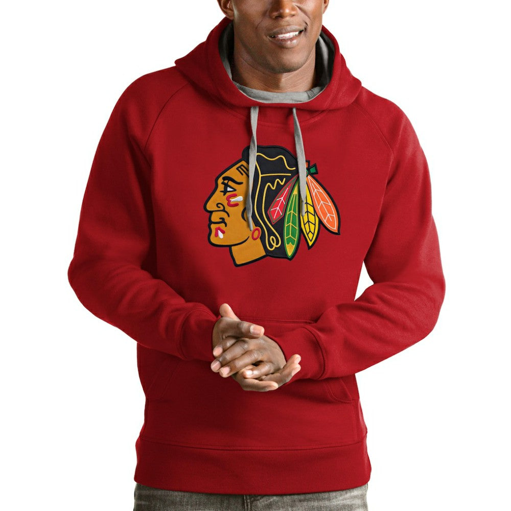 Chicago Blackhawks Antigua Logo Victory Pullover Hoodie Outlet