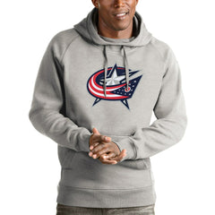 Columbus Blue Jackets Antigua Logo Victory Pullover Hoodie Sale
