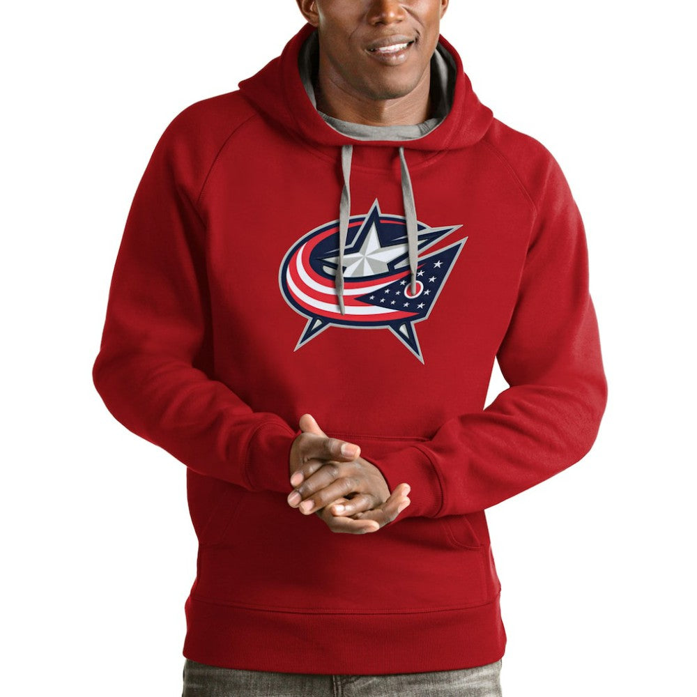 Columbus Blue Jackets Antigua Logo Victory Pullover Hoodie For Sale