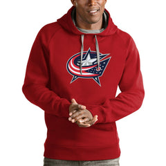 Columbus Blue Jackets Antigua Logo Victory Pullover Hoodie For Sale