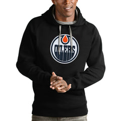 Edmonton Oilers Antigua Logo Victory Pullover Hoodie Online