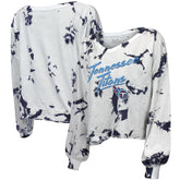Tennessee Titans Majestic Threads Women's Off-Shoulder Tie-Dye V-Neck Long Sleeve T-Shirt