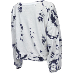 Tennessee Titans Majestic Threads Women's Off-Shoulder Tie-Dye V-Neck Long Sleeve T-Shirt
