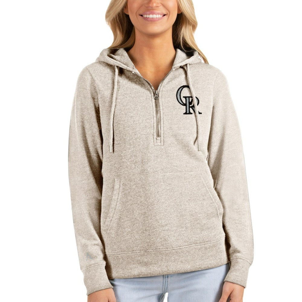 Colorado Rockies Antigua Women's Action Half-Zip Pullover Hoodie | MLB Shop