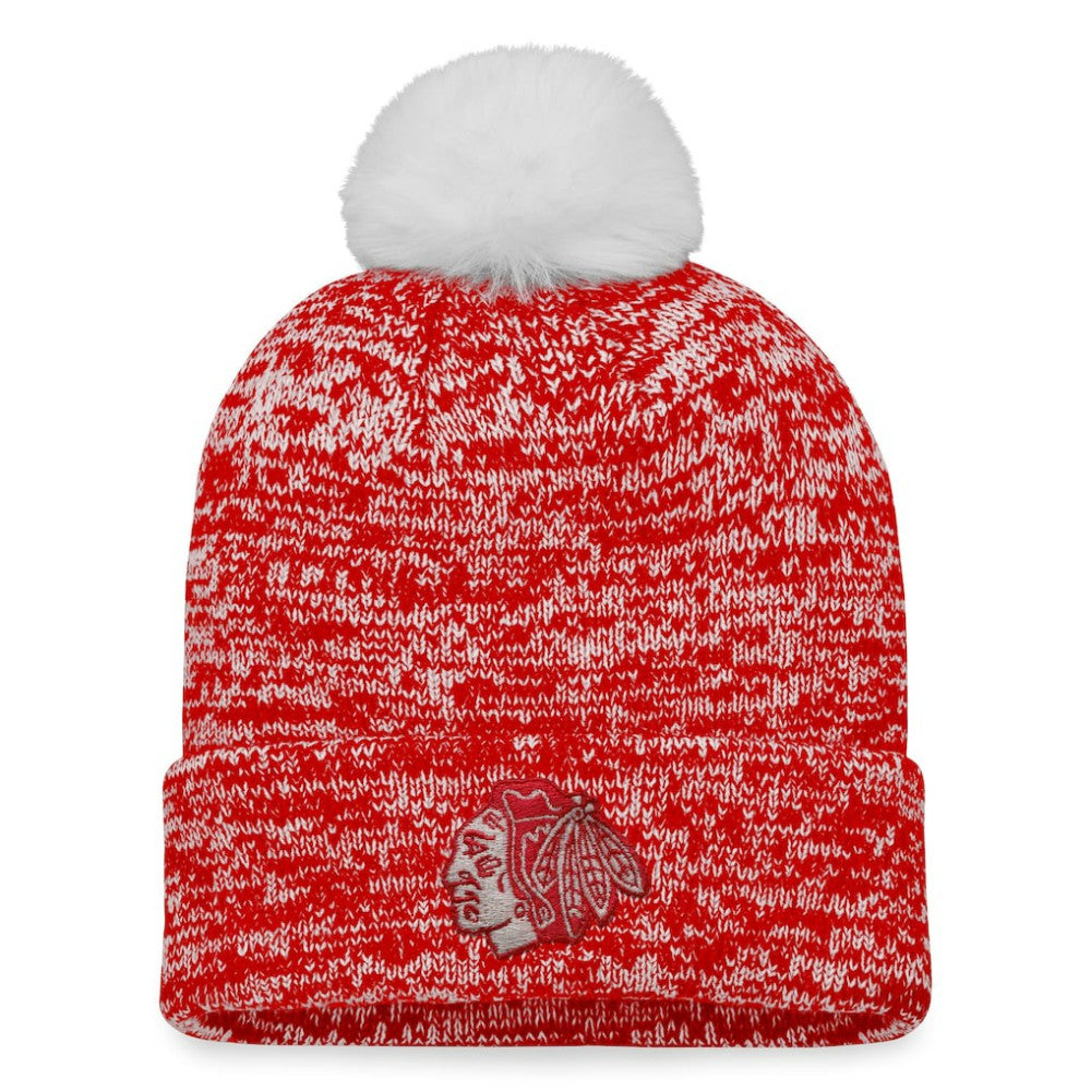 Chicago Blackhawks Fanatics Women's Glimmer Cuffed Knit Hat with Pom Sale