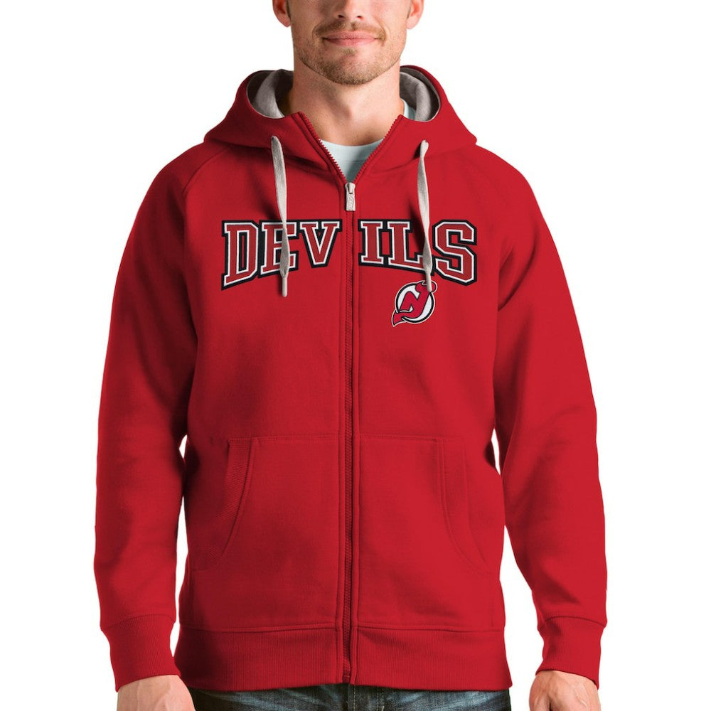 New Jersey Devils Antigua Wordmark Victory Full-Zip Hoodie For Sale