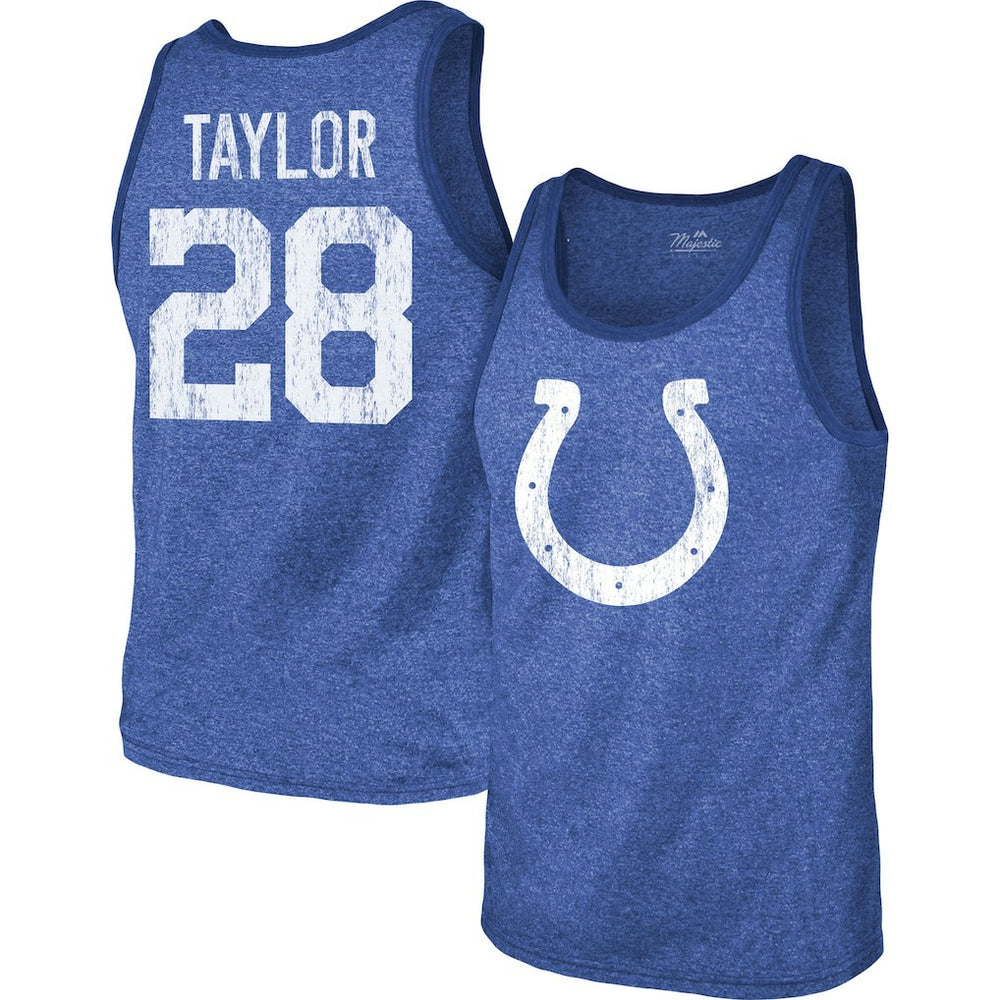 Indianapolis Colts Jonathan Taylor Majestic Threads Player Name & Number Tri-Blend Tank Top
