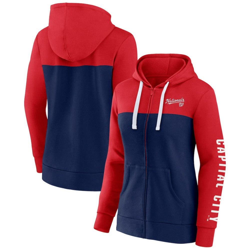 Washington Nationals Fanatics Women's Take The Field Colorblocked Hoodie Full-Zip Jacket | MLB Shop