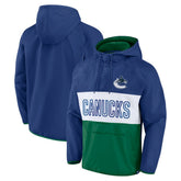 Vancouver Canucks Fanatics Backhand Shooter Defender Anorak Raglan Hoodie Quarter-Zip Jacket On Sale