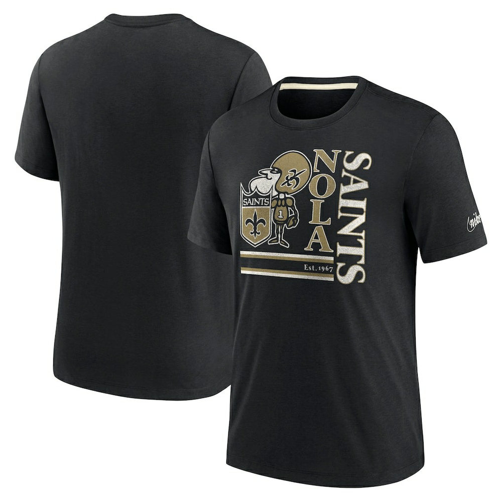 New Orleans Saints Nike Wordmark Logo Tri-Blend T-Shirt