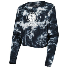 Brooklyn Nets Women's Tie Dye Cropped Long Sleeve T-Shirt Online