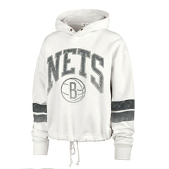 Brooklyn Nets '47 Women's Emerson Stripe Cropped Pullover Hoodie On Sale