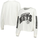 Brooklyn Nets '47 Women's Parkway Brush Back Long Sleeve Cropped T-Shirt Discount