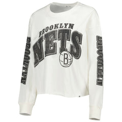 Brooklyn Nets '47 Women's Parkway Brush Back Long Sleeve Cropped T-Shirt Discount