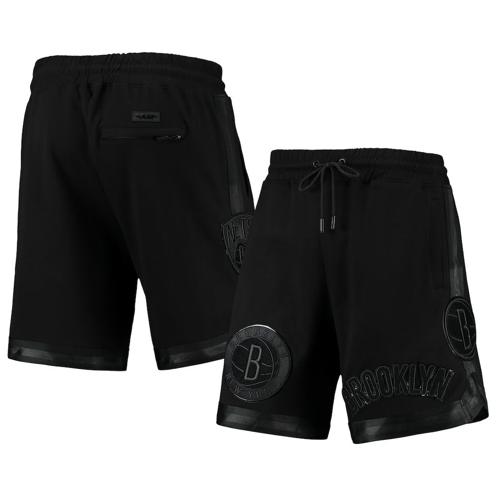 Brooklyn Nets Pro Standard Triple Black Gloss Logo Shorts for sale For Sale