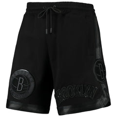Brooklyn Nets Pro Standard Triple Black Gloss Logo Shorts for sale For Sale