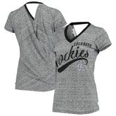 Colorado Rockies Touch Women's Hail Mary Back Wrap Space-Dye V-Neck T-Shirt | MLB For sale