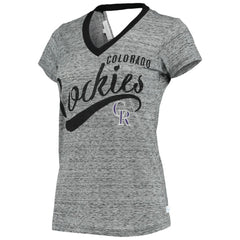Colorado Rockies Touch Women's Hail Mary Back Wrap Space-Dye V-Neck T-Shirt | MLB For sale