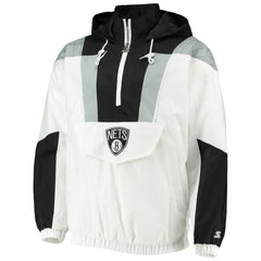 Brooklyn Nets Starter Striker Crinkle Half-Zip Hoodie Jacket Outlet