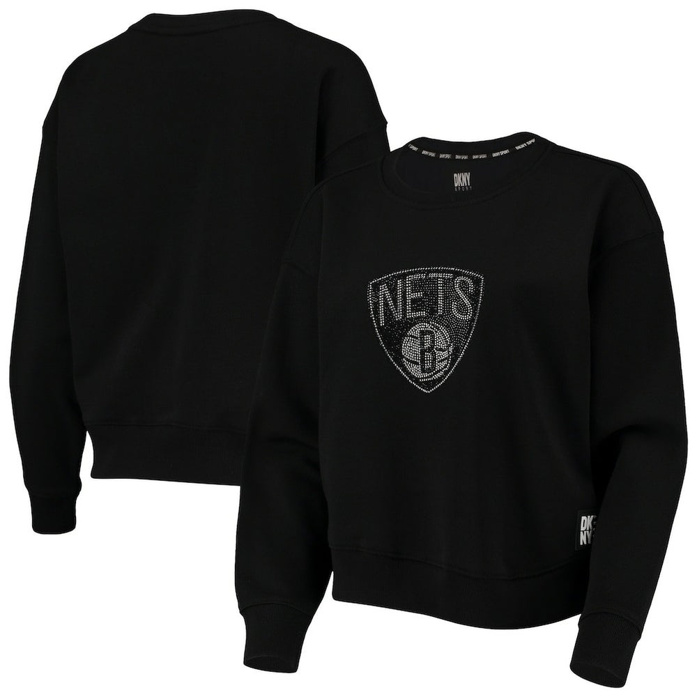 Brooklyn Nets DKNY Sport Women's Carrie Rhinestone Pullover Sweatshirt On Sale