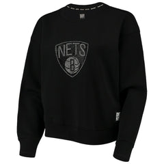 Brooklyn Nets DKNY Sport Women's Carrie Rhinestone Pullover Sweatshirt On Sale