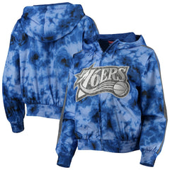 Philadelphia 76ers Women's Galaxy Sublimated Windbreaker Pullover Full-Zip Hoodie Outlet