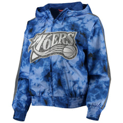 Philadelphia 76ers Women's Galaxy Sublimated Windbreaker Pullover Full-Zip Hoodie Outlet