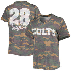 Indianapolis Colts Jonathan Taylor Majestic Threads Women's Name & Number V-Neck Tri-Blend T-Shirt