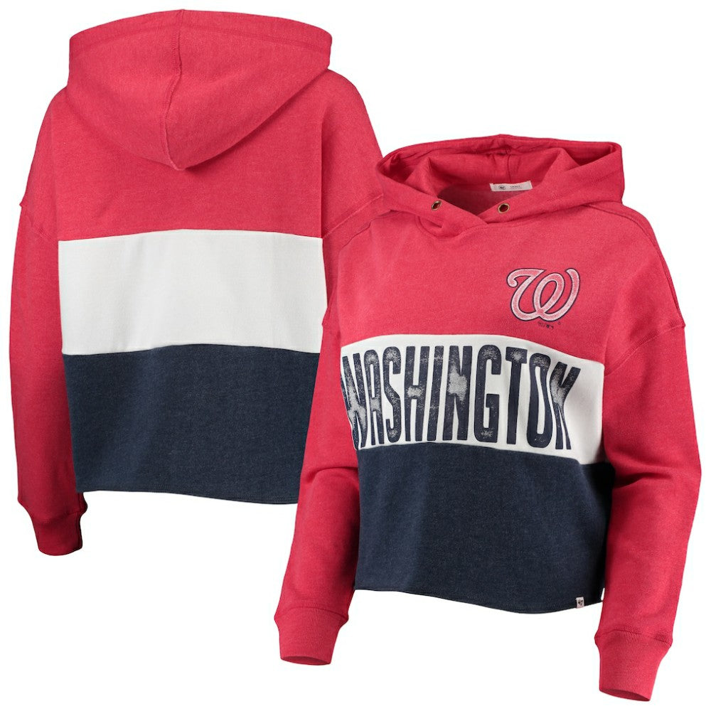 Washington Nationals '47 Women's Lizzy Cropped Pullover Hoodie | MLB Outlet