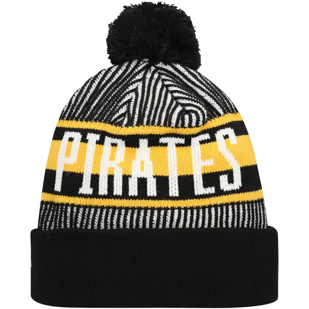 Pittsburgh Pirates New Era Striped Cuffed Knit Hat with Pom | MLB Discount