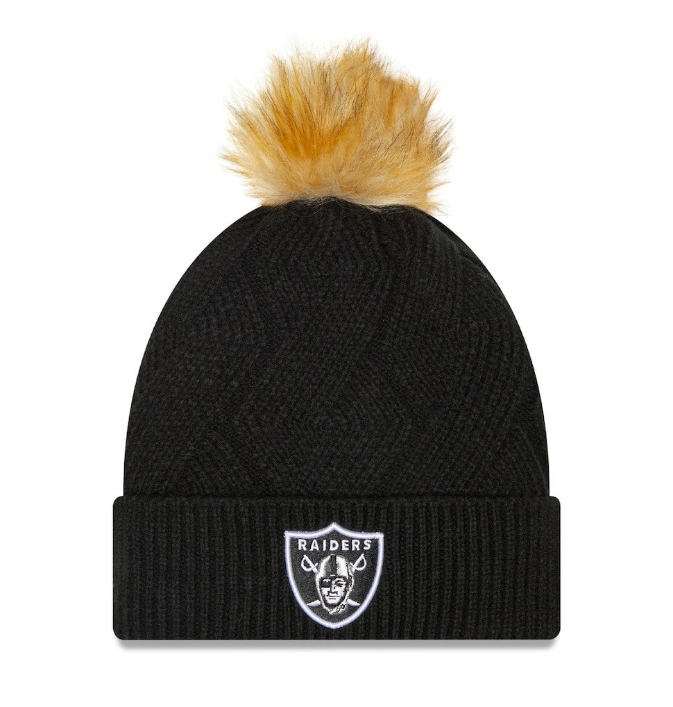 Las Vegas Raiders New Era Women's Snowy Cuffed Knit Hat with Pom