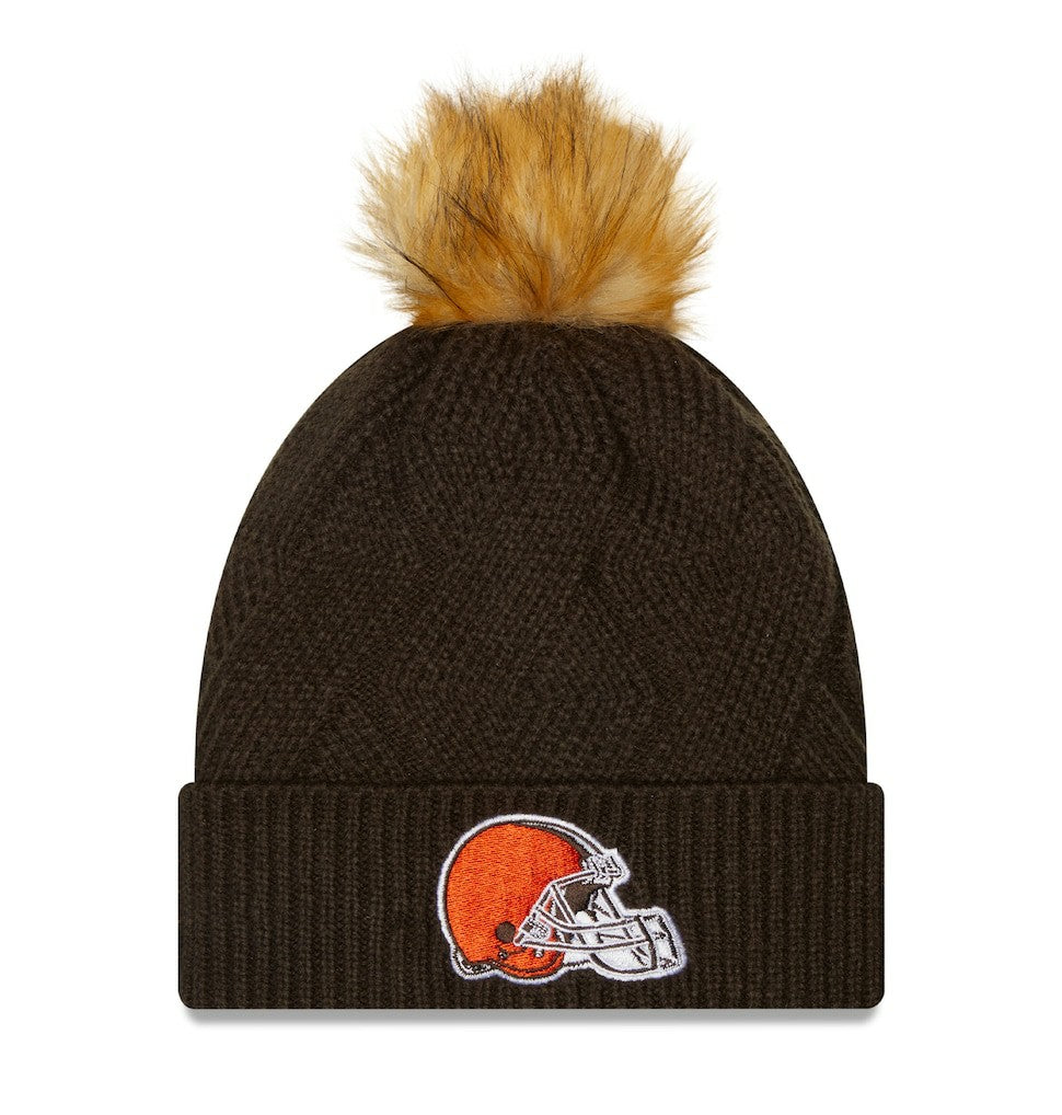 Cleveland Browns New Era Women's Snowy Cuffed Knit Hat with Pom