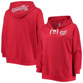 Washington Nationals Women's Plus Size Lace-Up V-Neck Pullover Hoodie | MLB On Sale