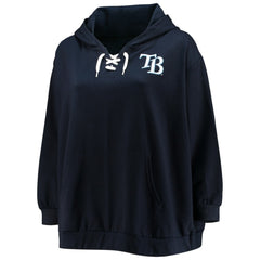 Tampa Bay Rays Women's Plus Size Lace-Up V-Neck Pullover Hoodie | MLB On Sale