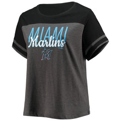 Miami Marlins Women's Plus Size Colorblock T-Shirt | MLB Outlet
