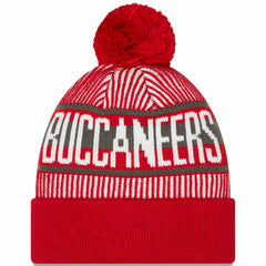 Tampa Bay Buccaneers New Era Striped Cuffed Knit Hat with Pom