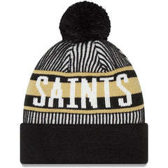 New Orleans Saints New Era Striped Cuffed Knit Hat with Pom