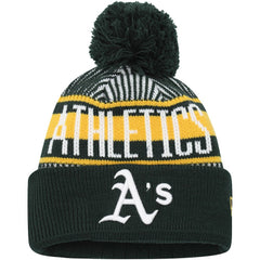 Athletics New Era Youth Striped Cuffed Knit Hat with Pom | MLB Online