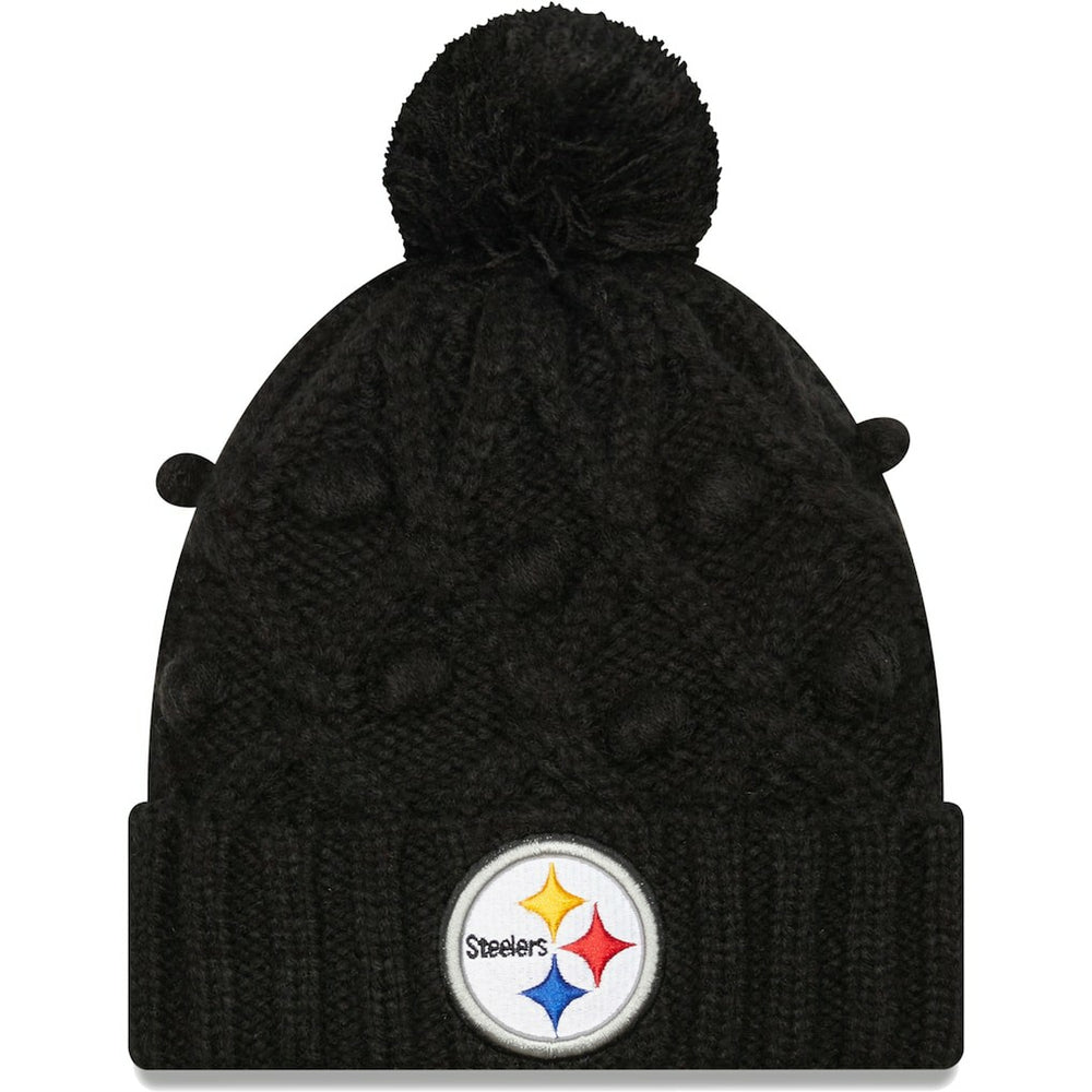 Pittsburgh Steelers New Era Girls Youth Toasty Cuffed Knit Hat with Pom